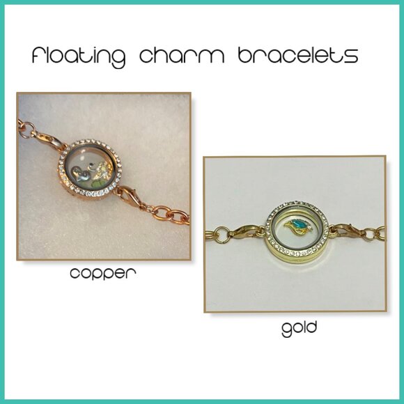 NEW Floating GOLD and COPPER charm bracelets - Picture 1 of 5